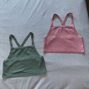 American Eagle Outfitters Green Ribbed Top